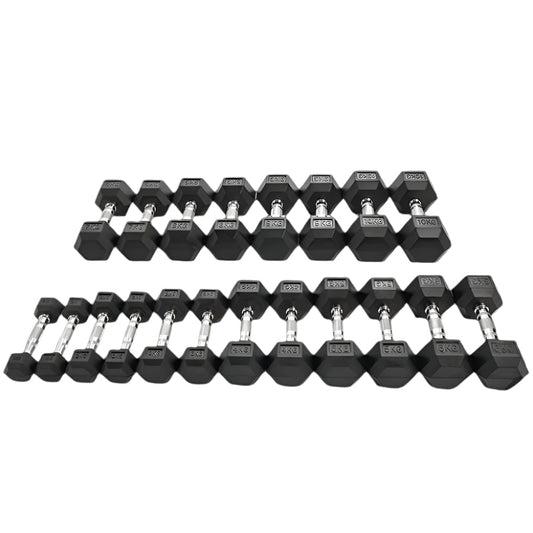 1 - 10kg Set of Hex Dumbbells & 3 Tier Rack