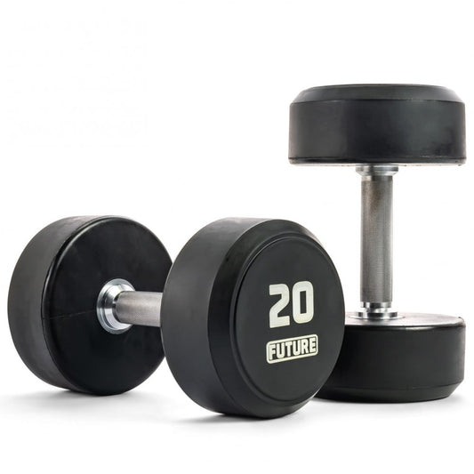 2 - 20kg Premium Rubber Dumbbell Set & Vertical Rack