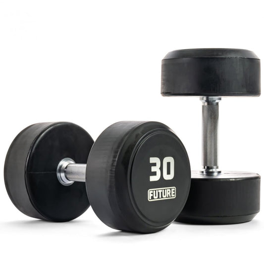 2.5 - 30kg Premium Rubber Dumbbell Set & Horizontal Rack (12 Pairs)