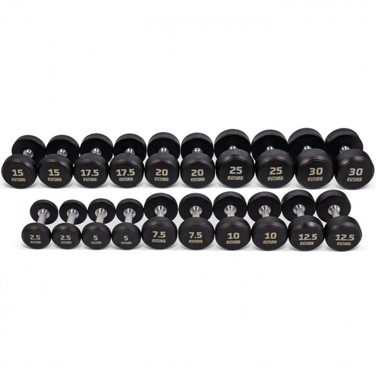 2.5 - 30kg Premium Rubber Dumbbell Set (10 Pairs)