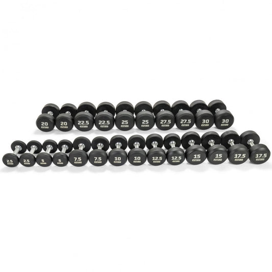 2.5 - 30kg Premium Rubber Dumbbell Set (12 Pairs)