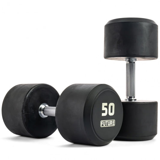 2.5 - 50kg Premium Rubber Dumbbell Set & Horizontal Racks