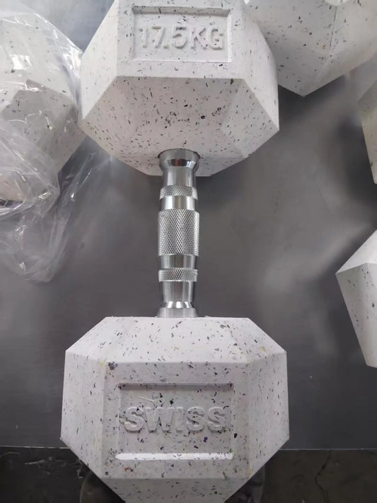 WHITE RUBBER HEX DUMBBELL SET 2.5-20KG