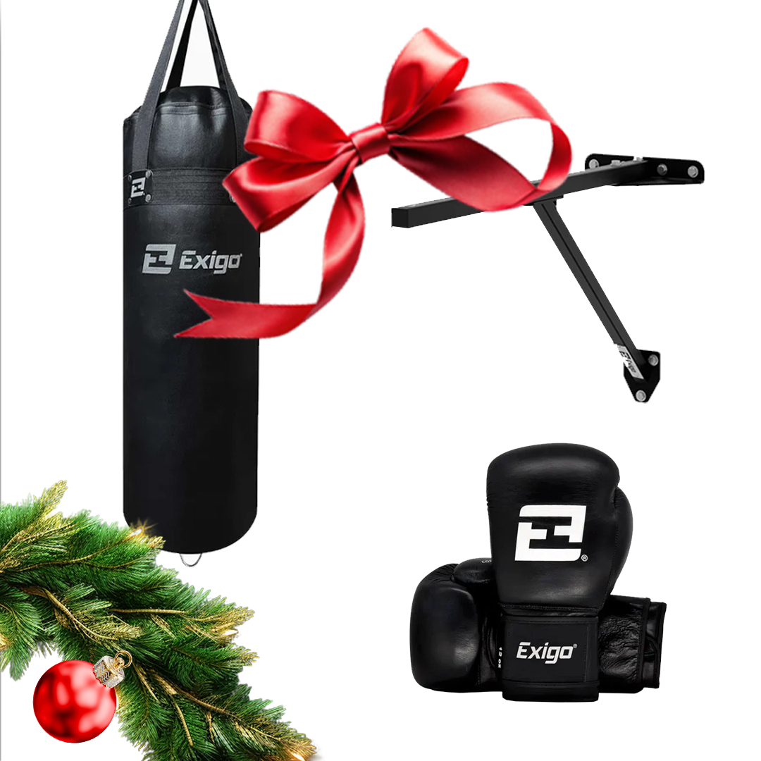 3ft Fixed Punch Bag Bracket + Select PU 5ft Straight Punch Bag + Contender Sparring Gloves