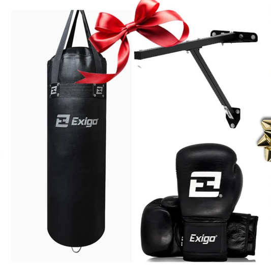 3ft Fixed Punch Bag Bracket + Select PU 4ft Straight Punch Bag + Contender Sparring Gloves