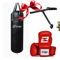 3ft Fixed Punch Bag Bracket + Select PU 3ft 3" Straight Punch Bag + Contender Sparring Gloves