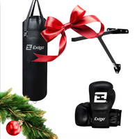 3ft Fixed Punch Bag Bracket + Select PU 3ft 3" Straight Punch Bag + Contender Sparring Gloves
