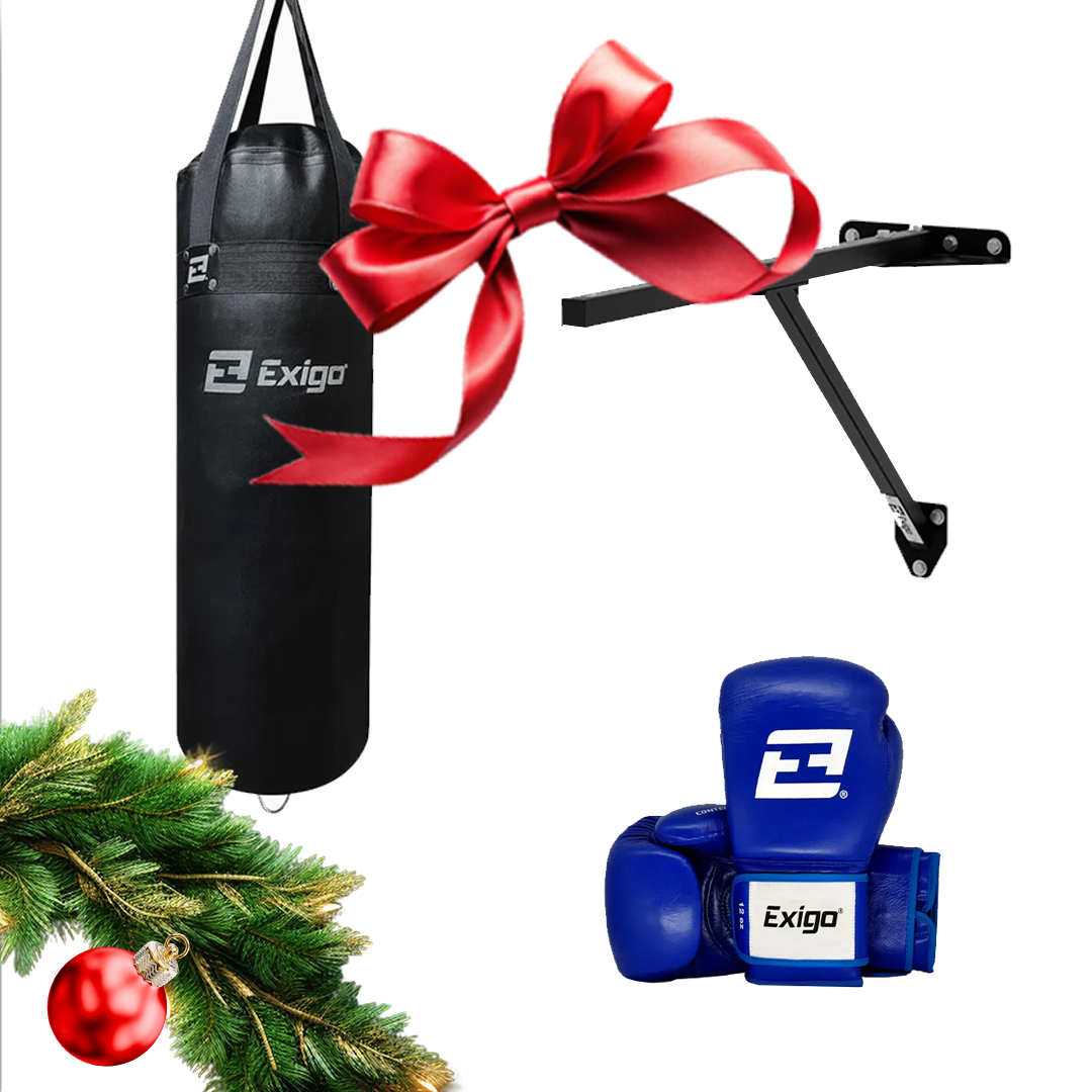 3ft Fixed Punch Bag Bracket + Select PU 3ft 3" Straight Punch Bag + Contender Sparring Gloves