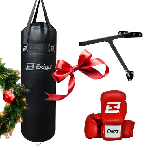 3ft Fixed Punch Bag Bracket + Select PU 4ft Straight Punch Bag + Contender Sparring Gloves