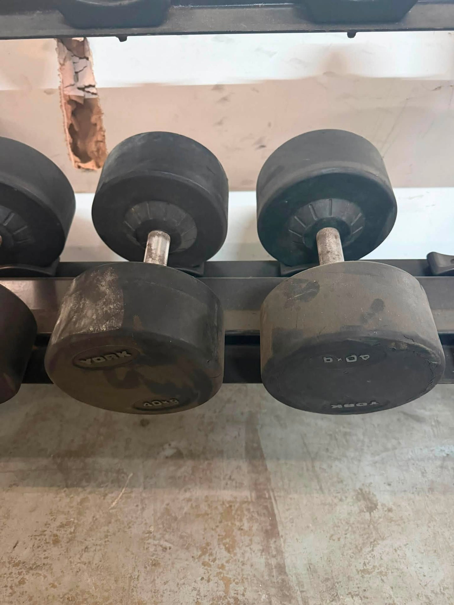 York Rubber Dumbbell Set 12.5kg–40kg + Storage Rack