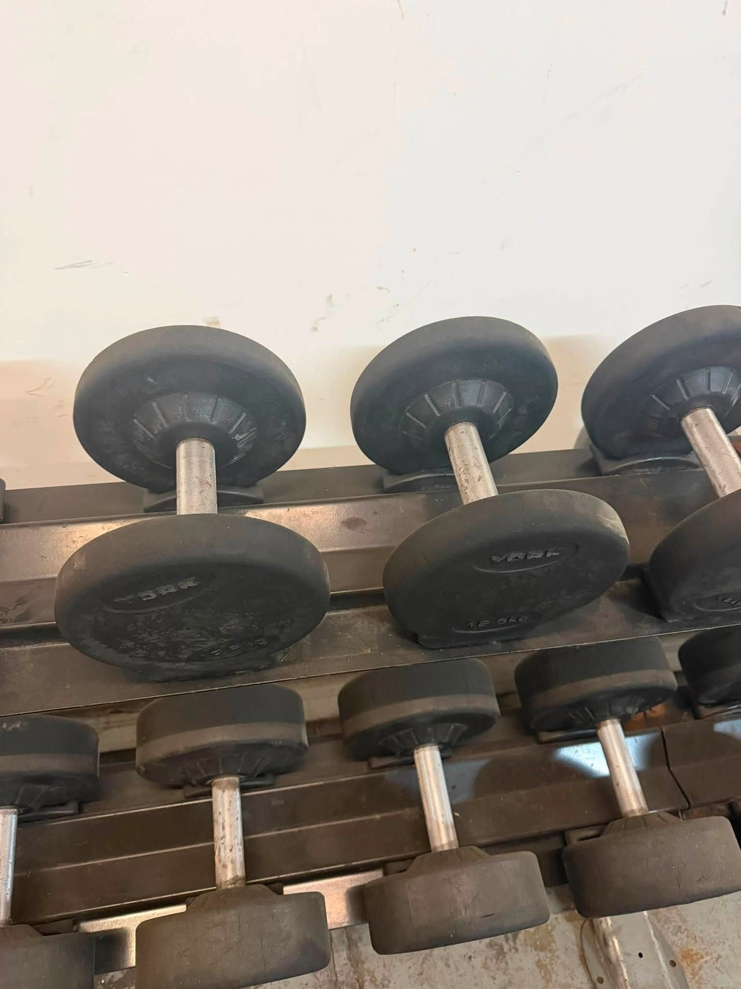 York Rubber Dumbbell Set 12.5kg–40kg + Storage Rack